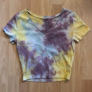 Stylish Pastel Tie-Dye Crop Top Tee